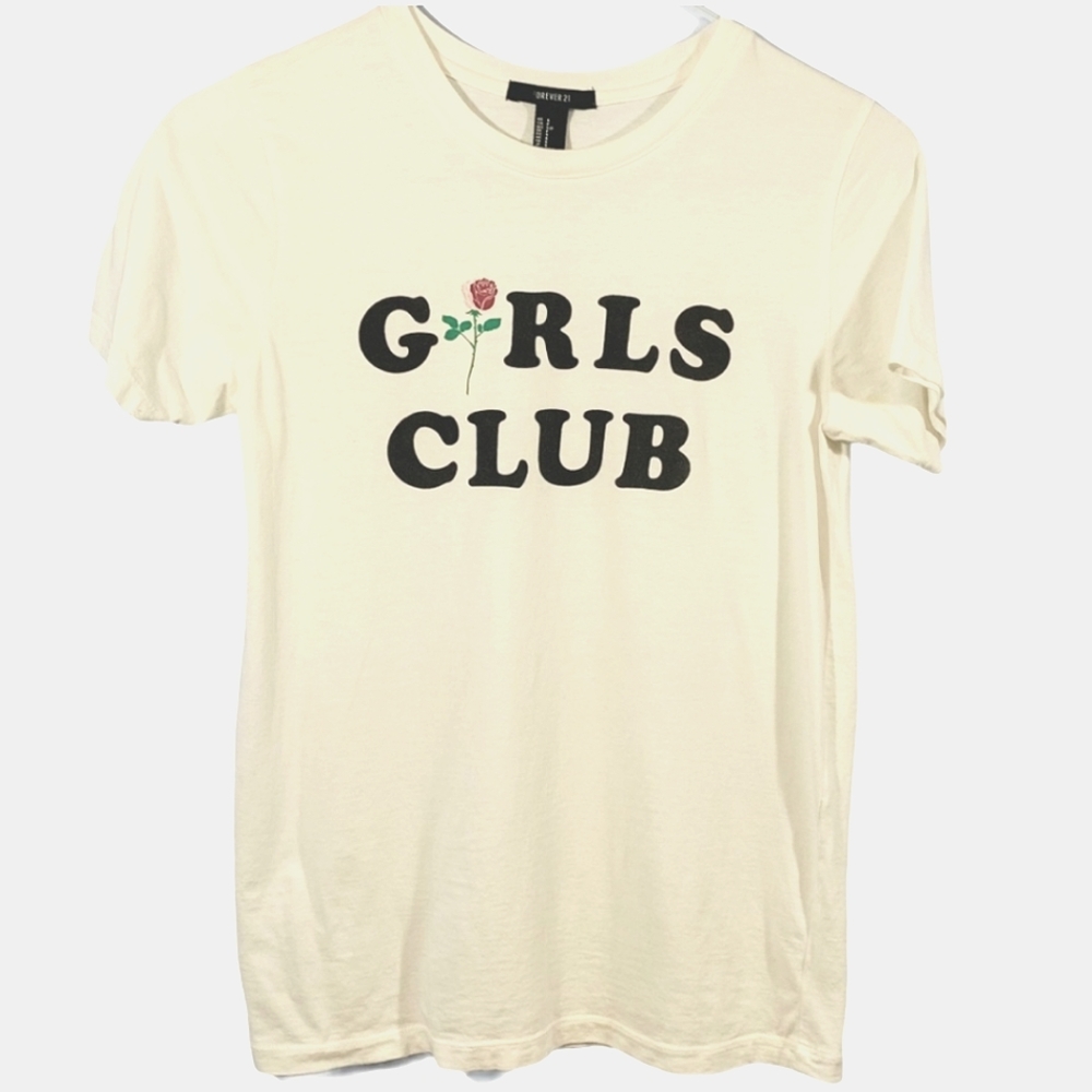 Forever 21 “Girls Club” White Graphic Tee Size Small